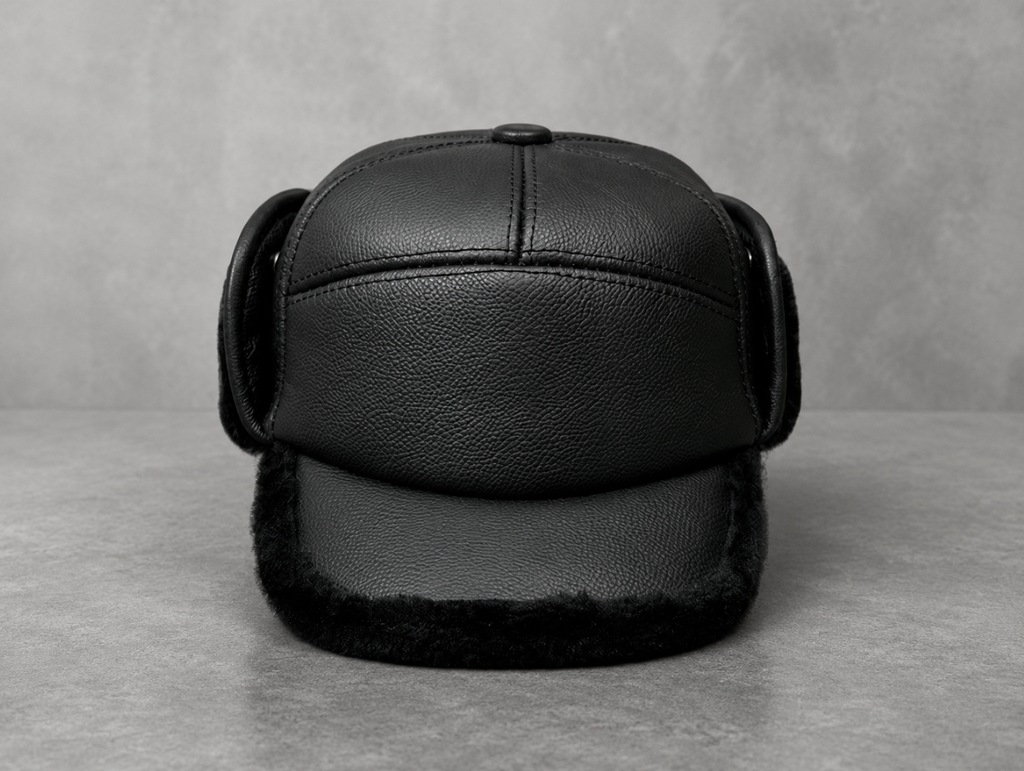 Men’s Genuine Leather Winter Cap with Ear Flaps