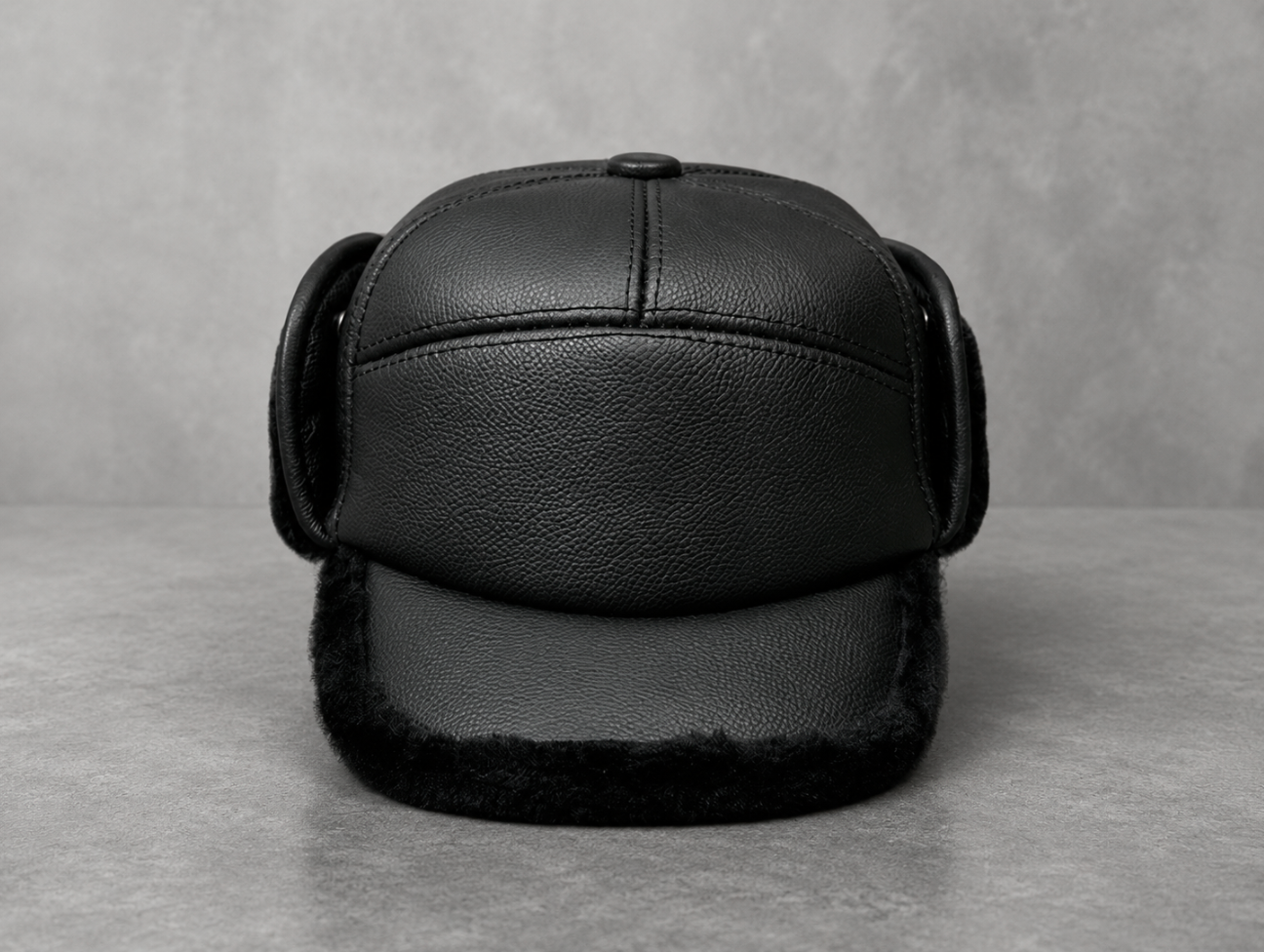 Men’s Genuine Leather Winter Cap with Ear Flaps