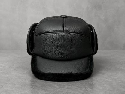 Men’s Genuine Leather Winter Cap with Ear Flaps