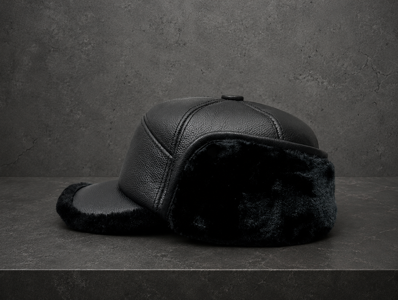 Men’s Genuine Leather Winter Cap with Ear Flaps