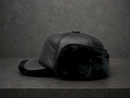 Men’s Genuine Leather Winter Cap with Ear Flaps