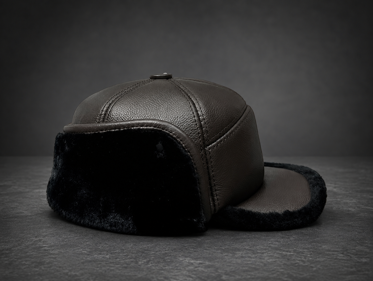 Men’s Genuine Leather Winter Cap with Ear Flaps