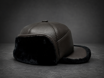 Men’s Genuine Leather Winter Cap with Ear Flaps