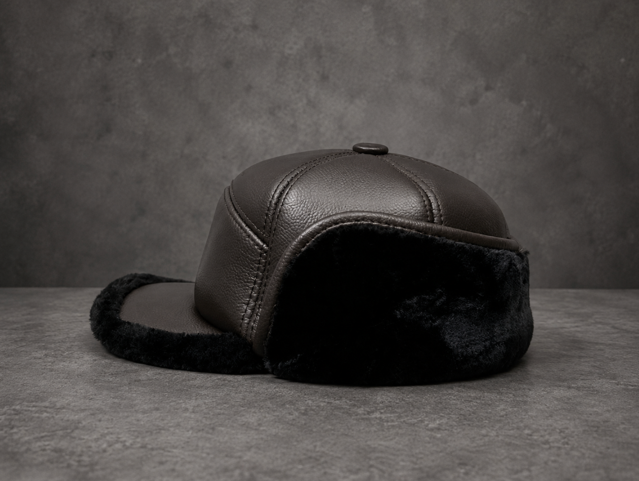 Men’s Genuine Leather Winter Cap with Ear Flaps