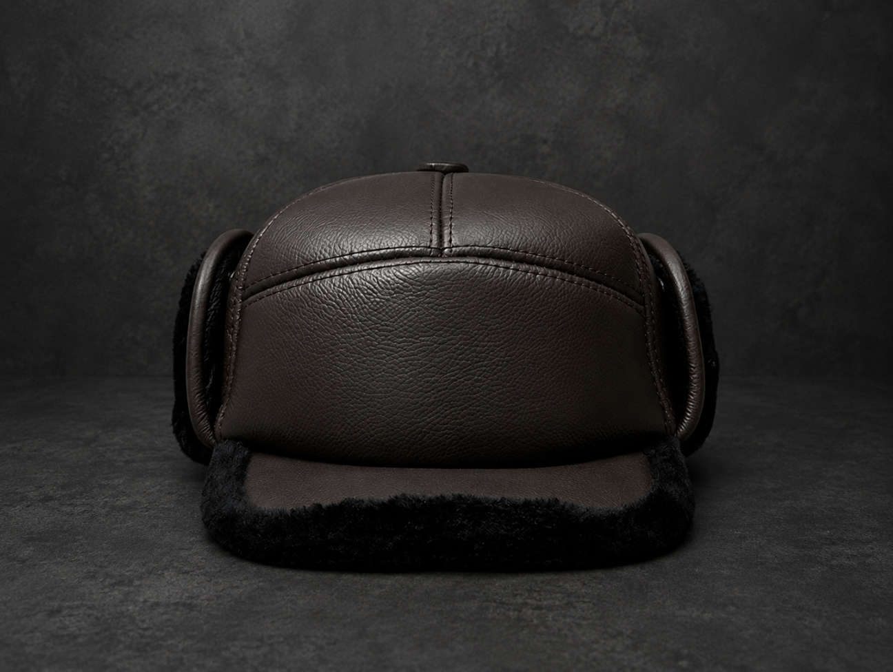 Men’s Genuine Leather Winter Cap with Ear Flaps