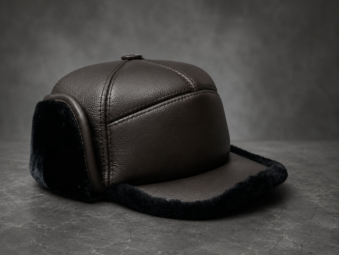 Men’s Genuine Leather Winter Cap with Ear Flaps