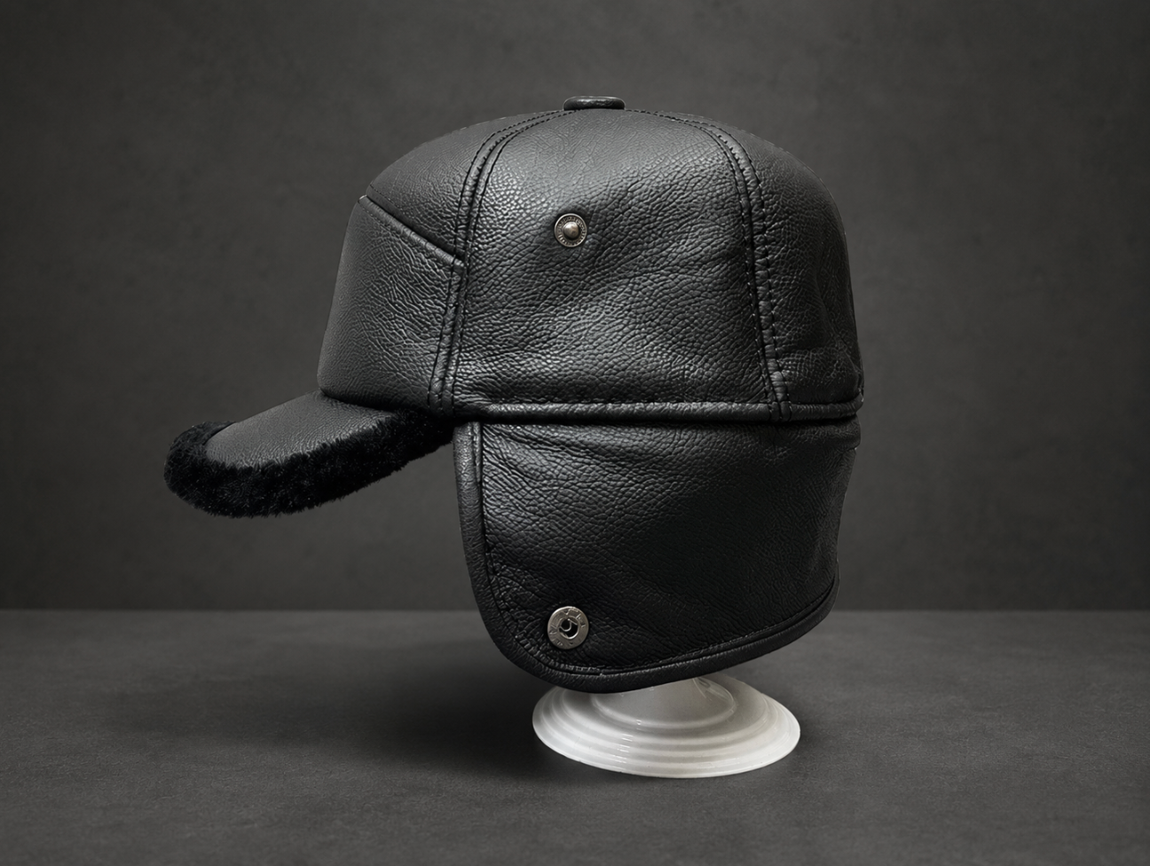 Men’s Genuine Leather Winter Cap with Ear Flaps