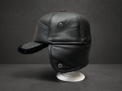 Men’s Genuine Leather Winter Cap with Ear Flaps