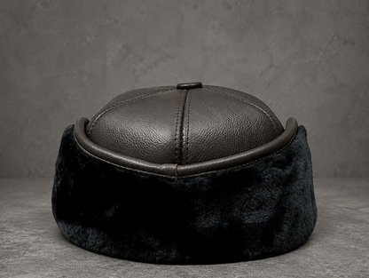 Men’s Genuine Leather Winter Cap with Ear Flaps
