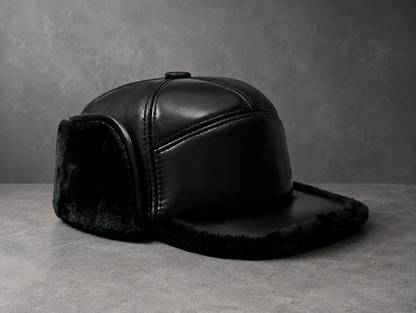 Men’s Genuine Leather Winter Cap with Ear Flaps