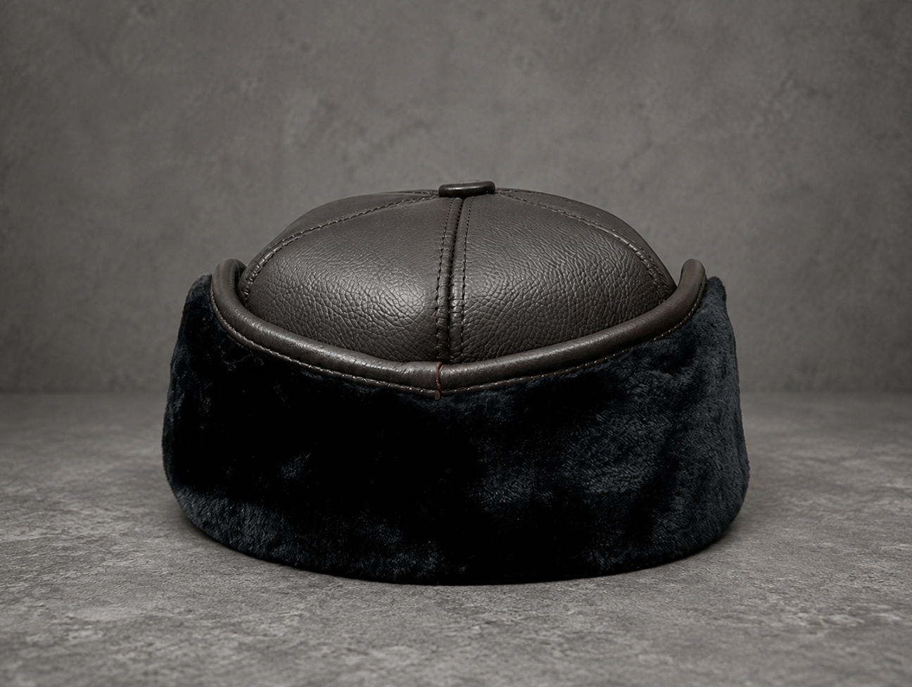 Men’s Genuine Leather Winter Cap with Ear Flaps