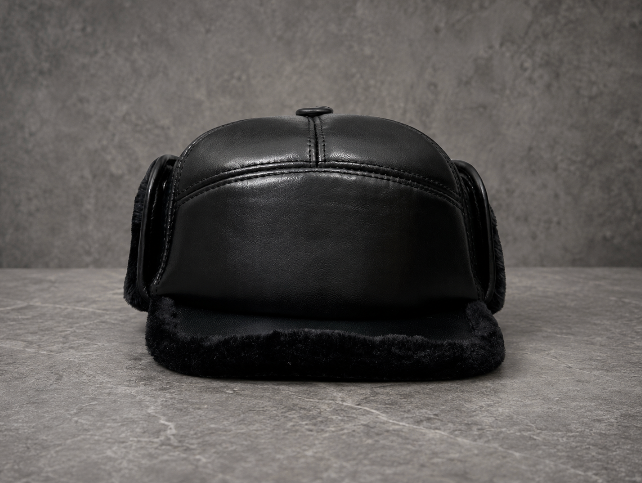 Men’s Genuine Leather Winter Cap with Ear Flaps