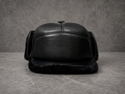 Men’s Genuine Leather Winter Cap with Ear Flaps