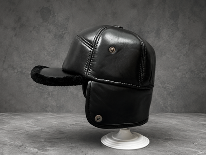 Men’s Genuine Leather Winter Cap with Ear Flaps