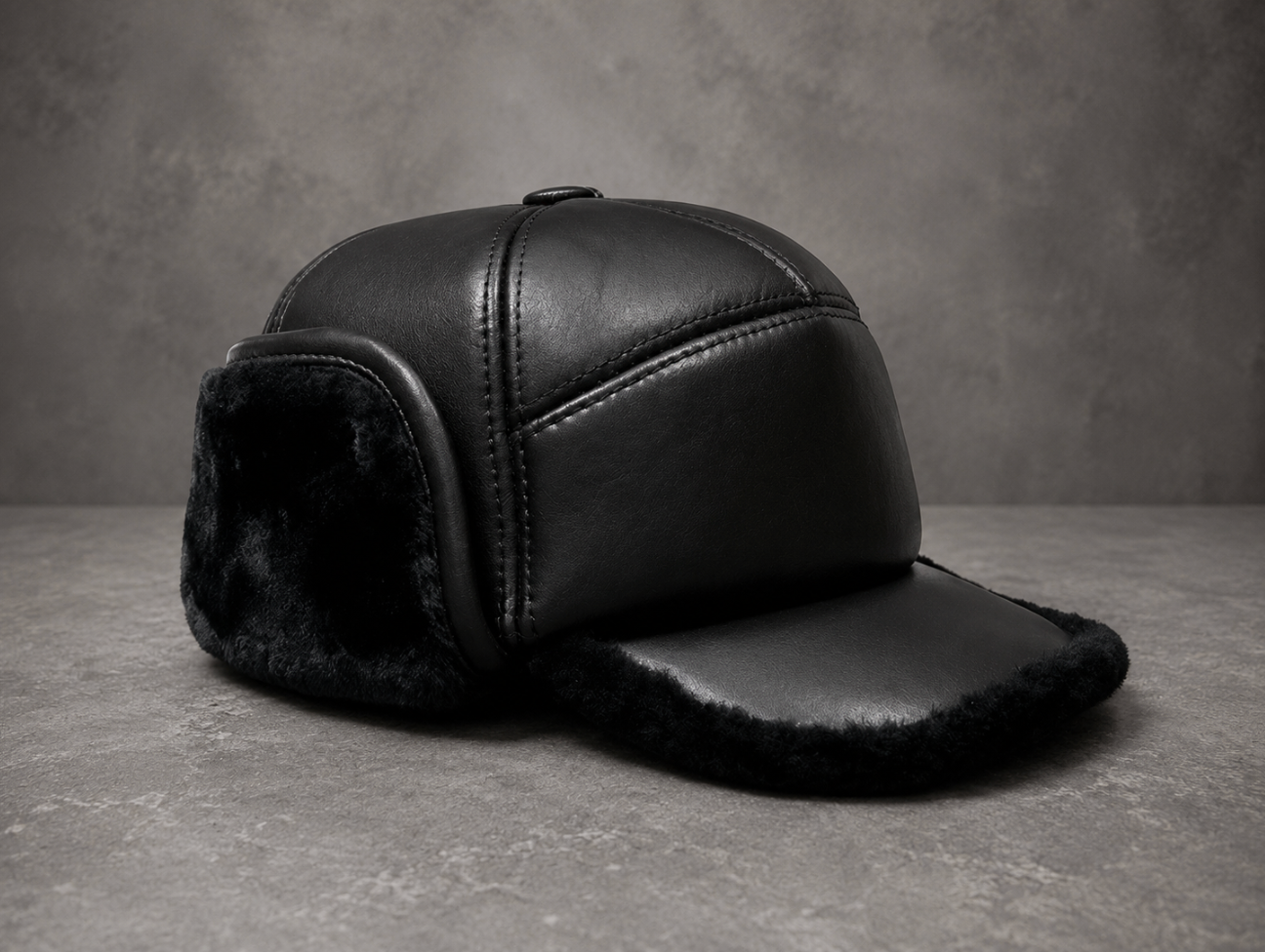 Men’s Genuine Leather Winter Cap with Ear Flaps