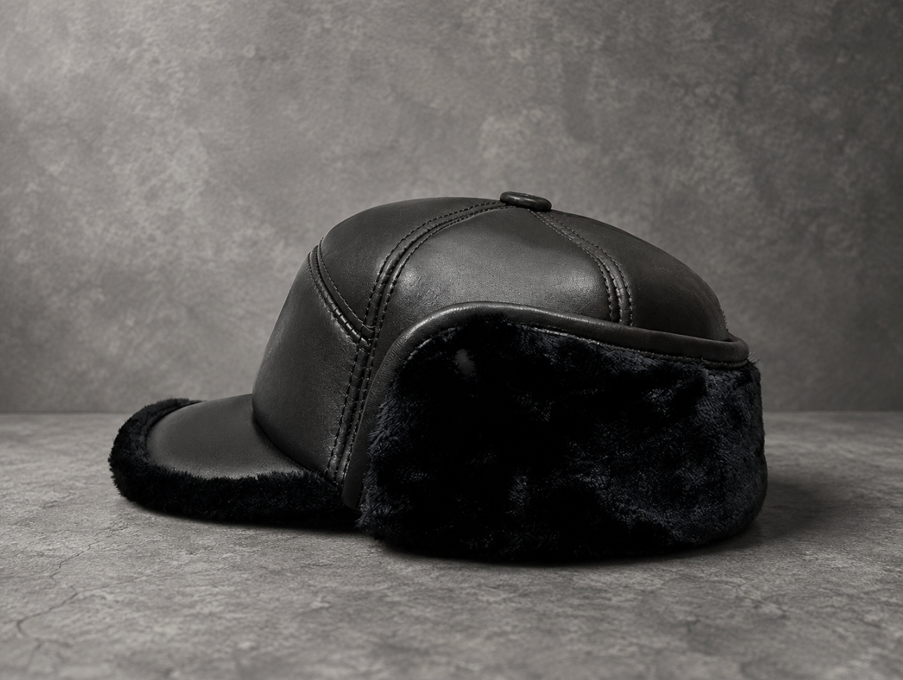 Men’s Genuine Leather Winter Cap with Ear Flaps