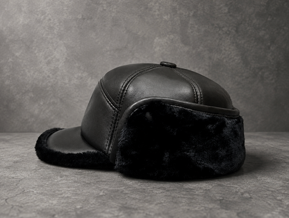 Men’s Genuine Leather Winter Cap with Ear Flaps