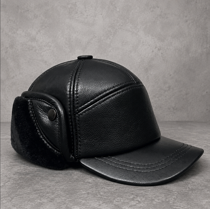 Men’s Genuine Leather Winter Cap with Ear Flaps