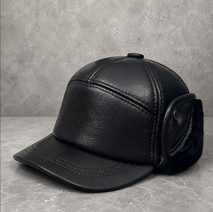 Men’s Genuine Leather Winter Cap with Ear Flaps