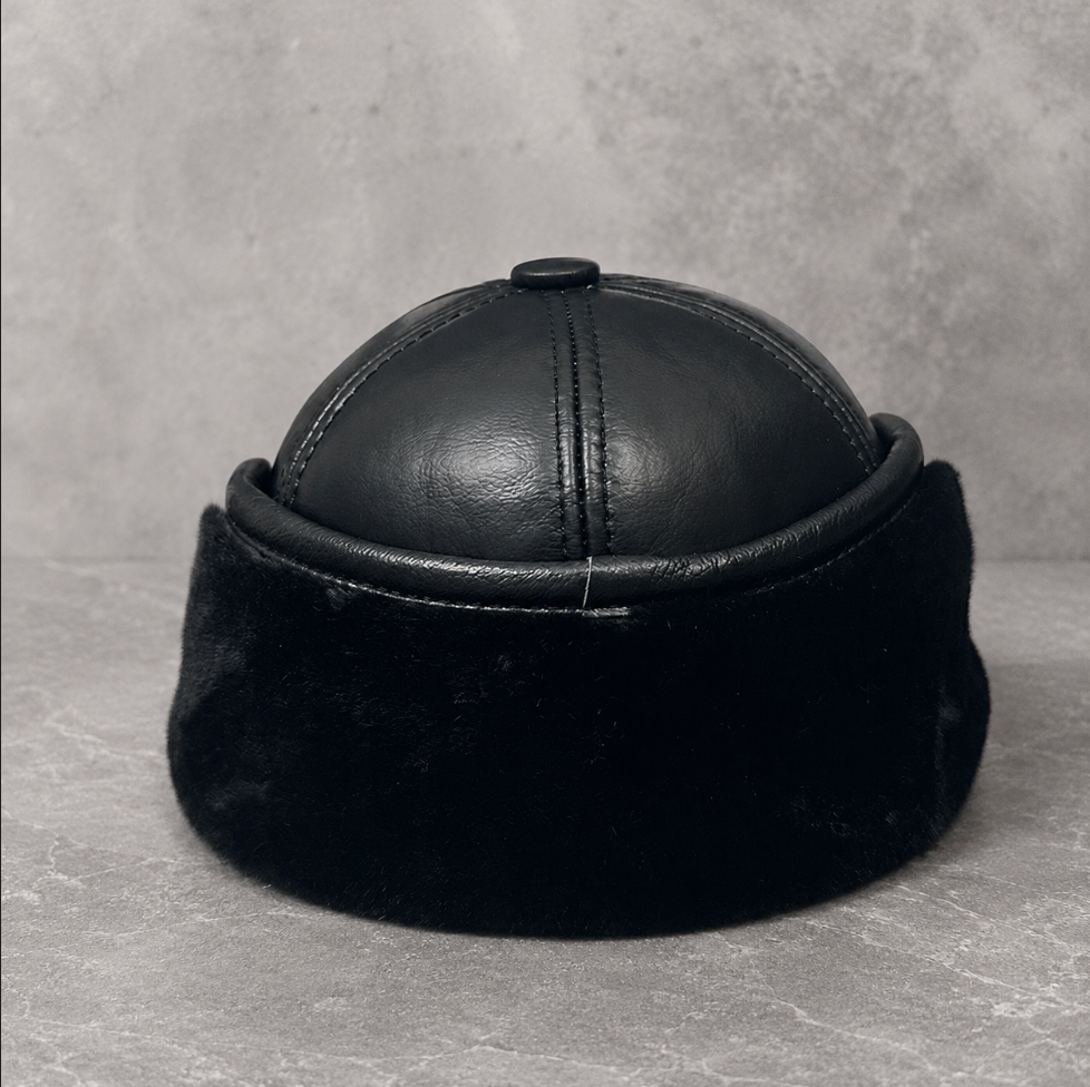 Men’s Genuine Leather Winter Cap with Ear Flaps