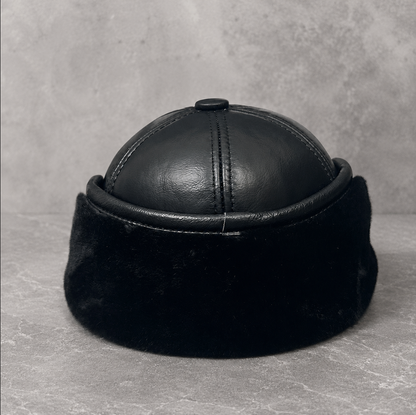 Men’s Genuine Leather Winter Cap with Ear Flaps