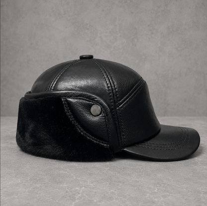 Men’s Genuine Leather Winter Cap with Ear Flaps