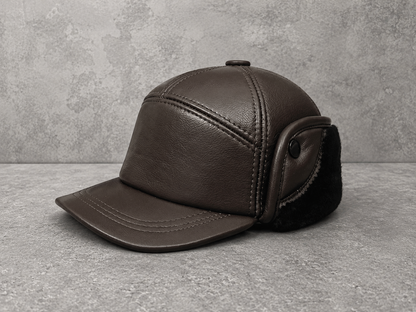 Men’s Genuine Leather Winter Cap with Ear Flaps