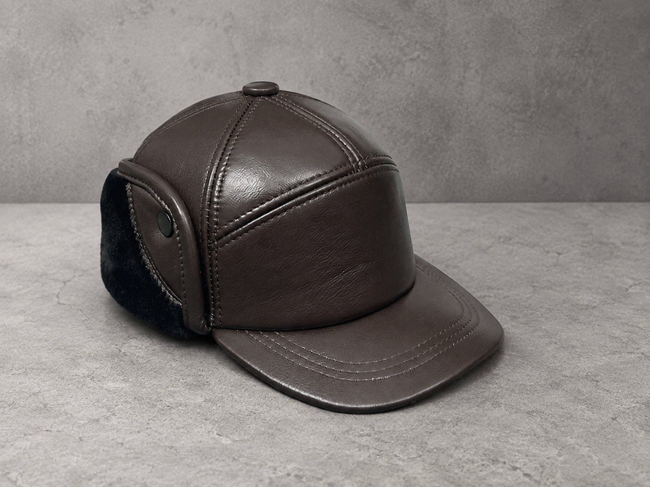 Men’s Genuine Leather Winter Cap with Ear Flaps