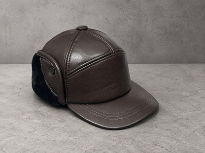 Men’s Genuine Leather Winter Cap with Ear Flaps