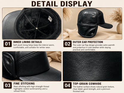 Men’s Genuine Leather Winter Cap with Ear Flaps
