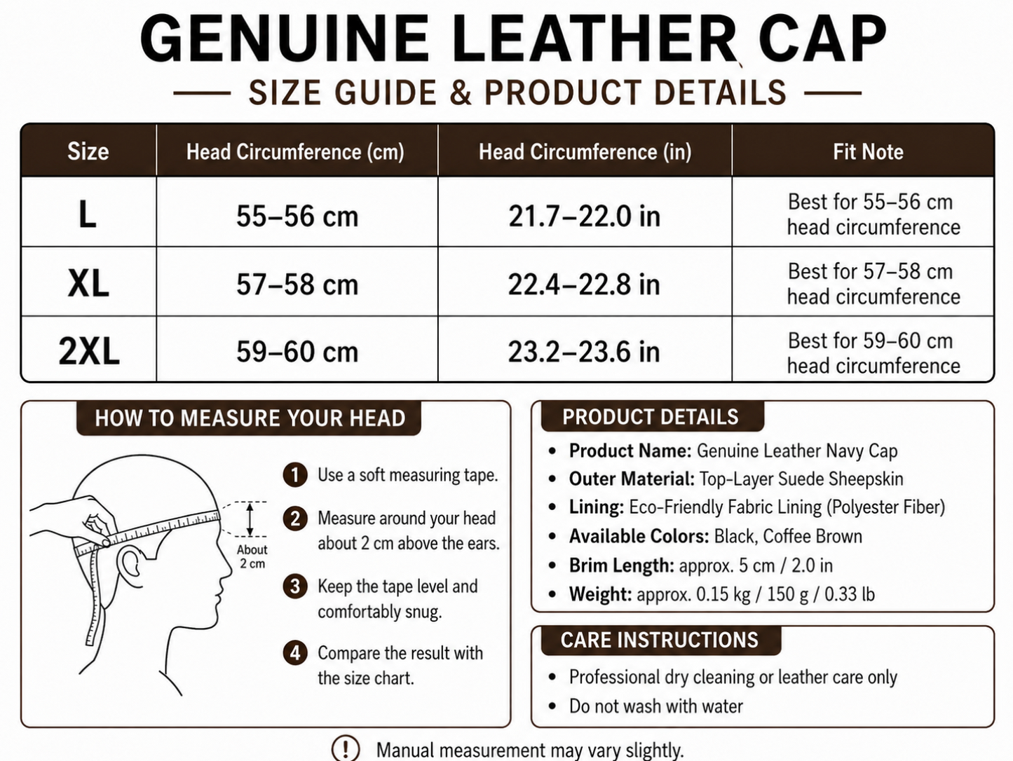 Men’s Genuine Cowhide Winter Cap with Ear Protectors
