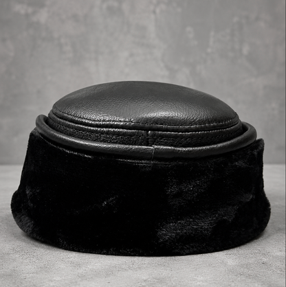 Men’s Genuine Cowhide Winter Cap with Ear Protectors