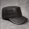 Genuine Sheepskin Leather Military Flat Top Cap