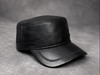 Genuine Sheepskin Leather Military Flat Top Cap
