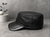 Genuine Sheepskin Leather Military Flat Top Cap