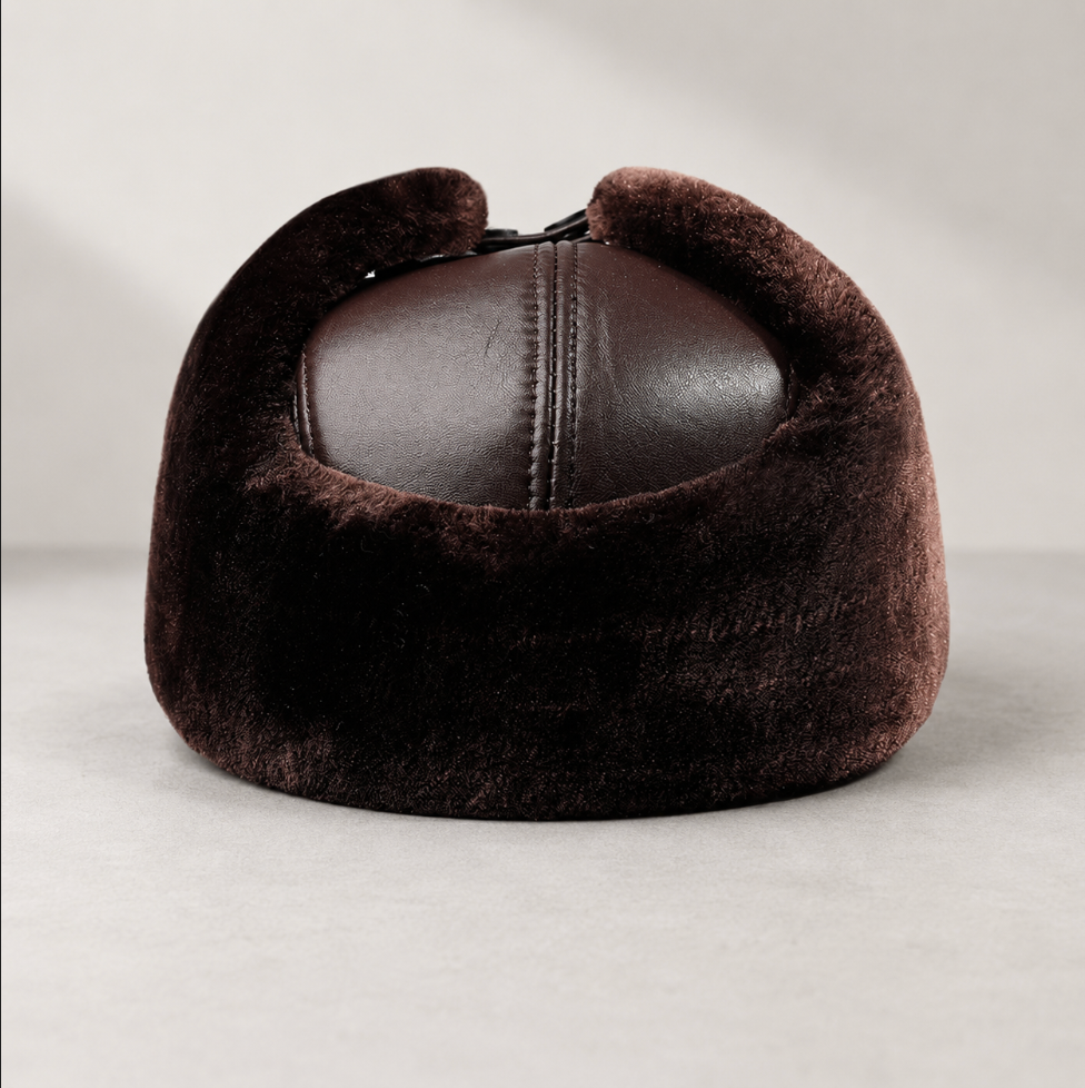 Men’s Genuine Cowhide Winter Cap with Ear Protectors