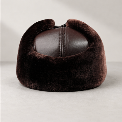Men’s Genuine Cowhide Winter Cap with Ear Protectors