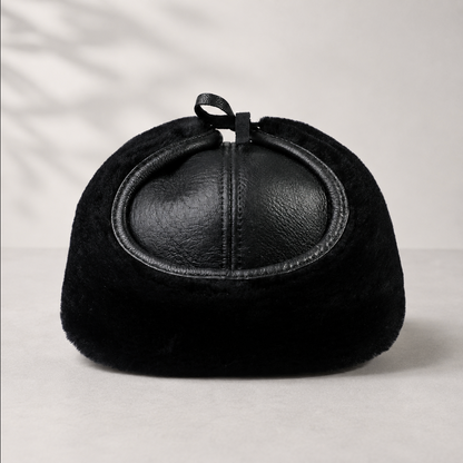Men’s Genuine Sheepskin Winter Cap with Ear Flaps