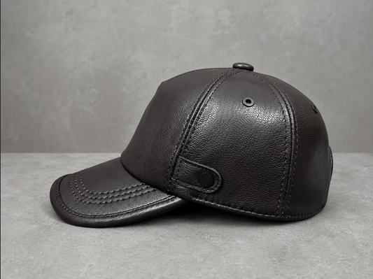 Men’s Genuine Leather Baseball Cap with Adjustable Buckle