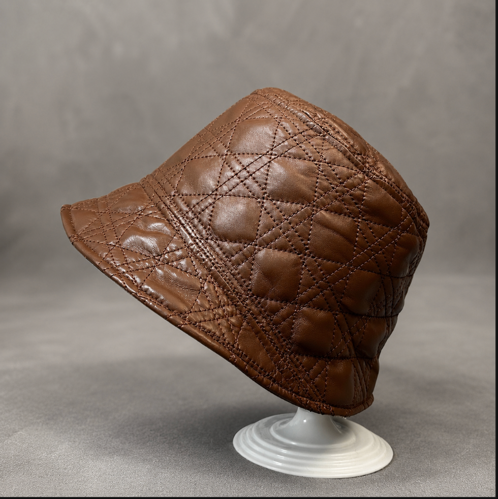 Women’s Genuine Lambskin Leather Bucket Hat