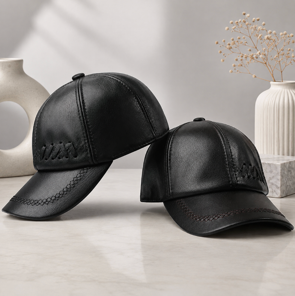 Men’s Genuine Sheepskin Leather Baseball Cap