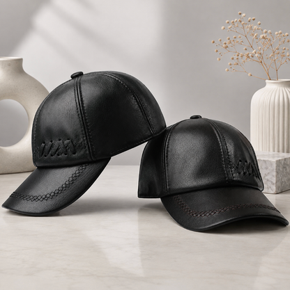 Men’s Genuine Sheepskin Leather Baseball Cap