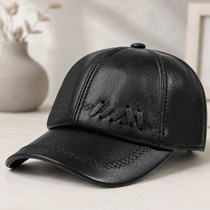 Men’s Genuine Sheepskin Leather Baseball Cap