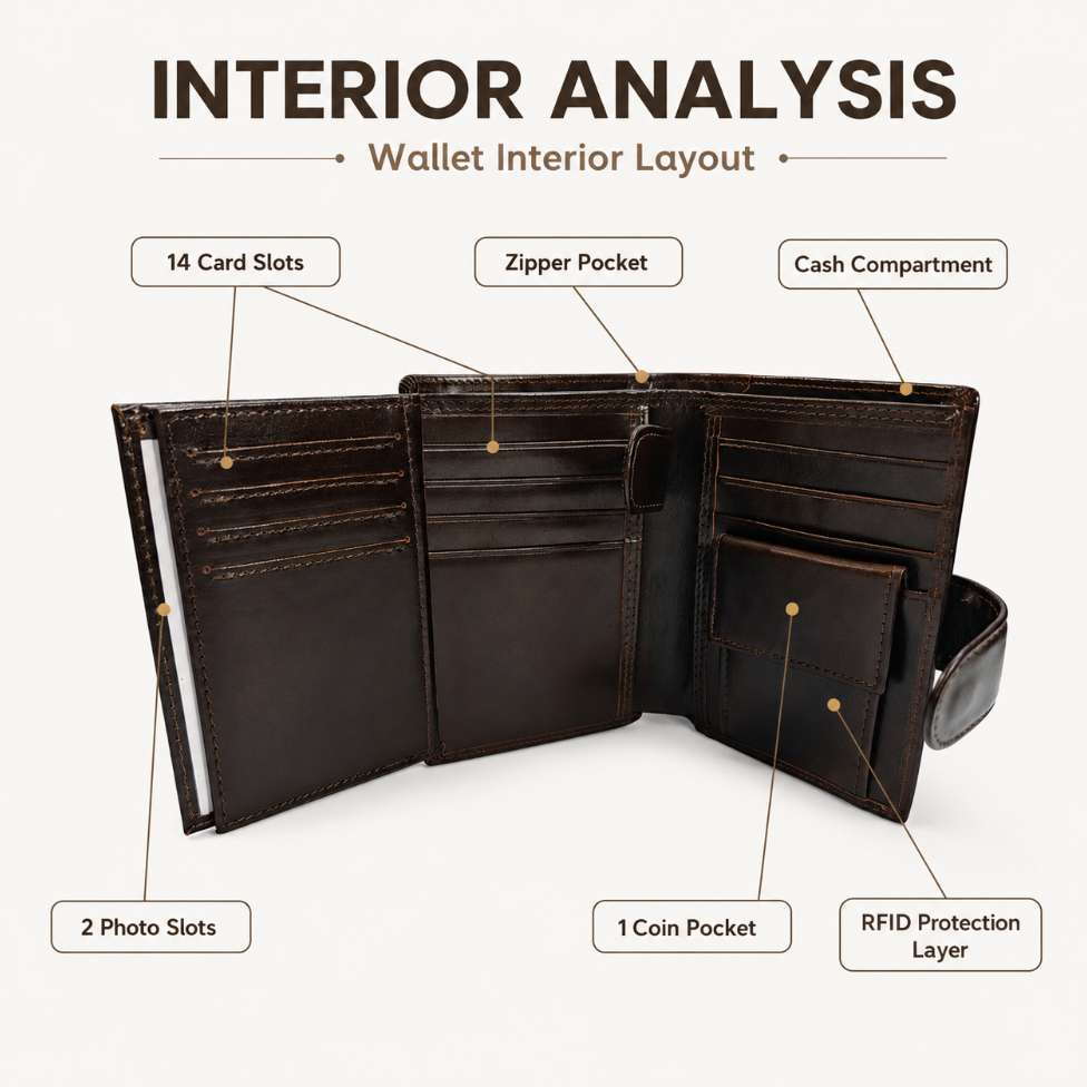 Men’s Genuine Leather Wallet with Coin Pocket and RFID Protection