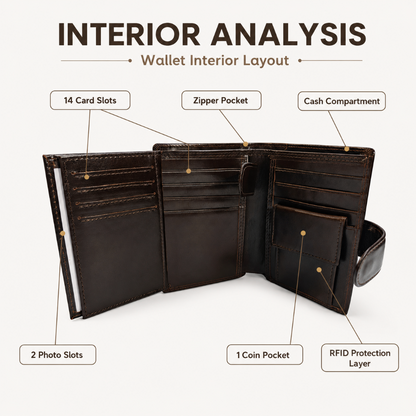 Men’s Genuine Leather Wallet with Coin Pocket and RFID Protection
