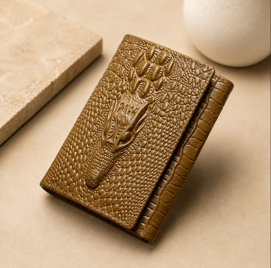 Genuine Cowhide Leather Trifold Wallet with ID Window