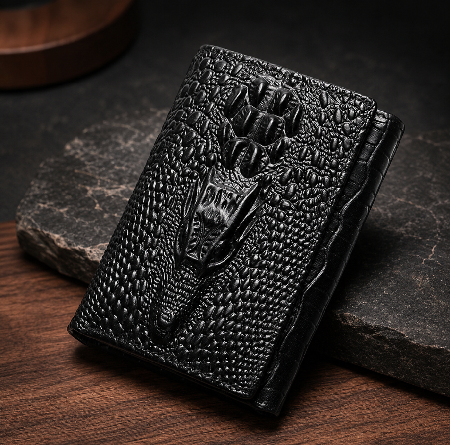 Genuine Cowhide Leather Trifold Wallet with ID Window