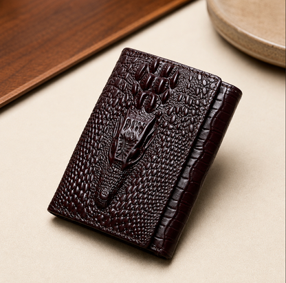 Genuine Cowhide Leather Trifold Wallet with ID Window