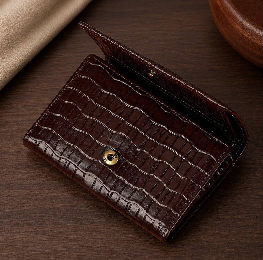 Genuine Cowhide Leather Trifold Wallet with ID Window