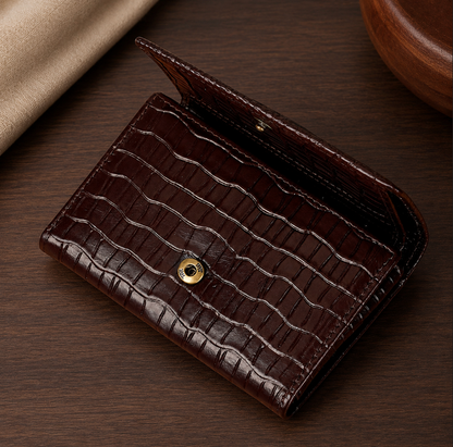 Genuine Cowhide Leather Trifold Wallet with ID Window